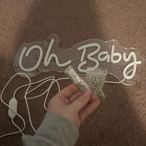 Oh Baby Neon Light Sign for Baby Shower Backdrop Decorations Adjustable, White - Picture 6 of 9